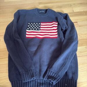 Brandy Melville Navy Blue Sweater with American Flag Design